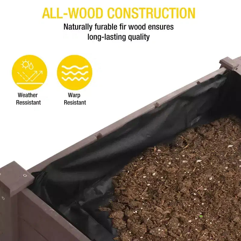 Jardinière surélevée avec grande étagère de rangement | Bac à herbes en bois