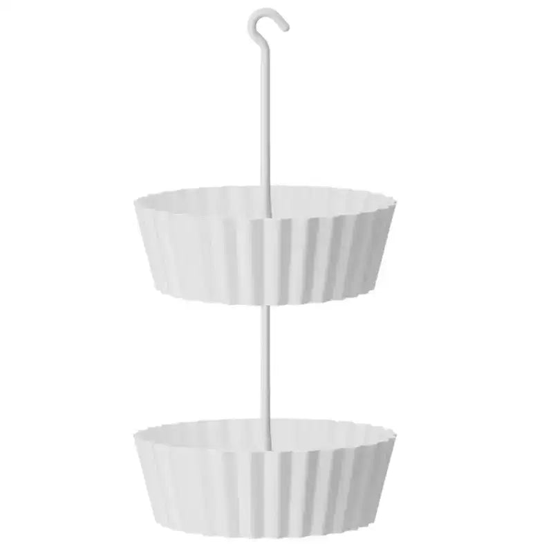 Tree Nest Sunny 2 Tier Hanging Planter, Indoor Outdoor Flower Pot Holder, With Hook and Drain Hole, White
