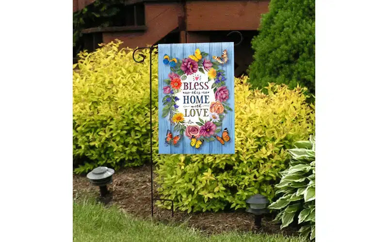 Drapeaux de jardin de printemps Bénis ce foyer avec amour