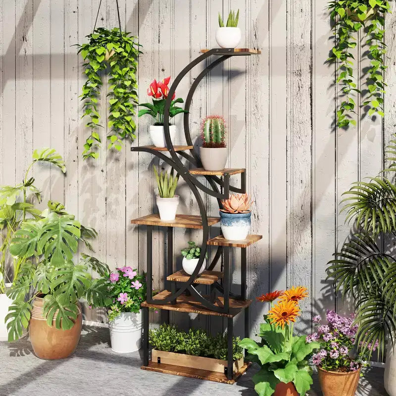 Support à plantes en escalier pour l'intérieur, étagère à plantes en S