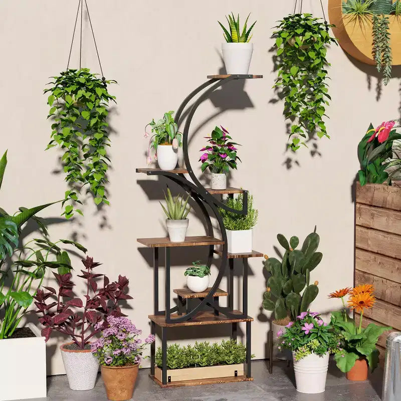 Support à plantes en escalier pour l'intérieur, étagère à plantes en S