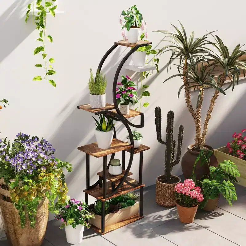 Support à plantes en escalier pour l'intérieur, étagère à plantes en S