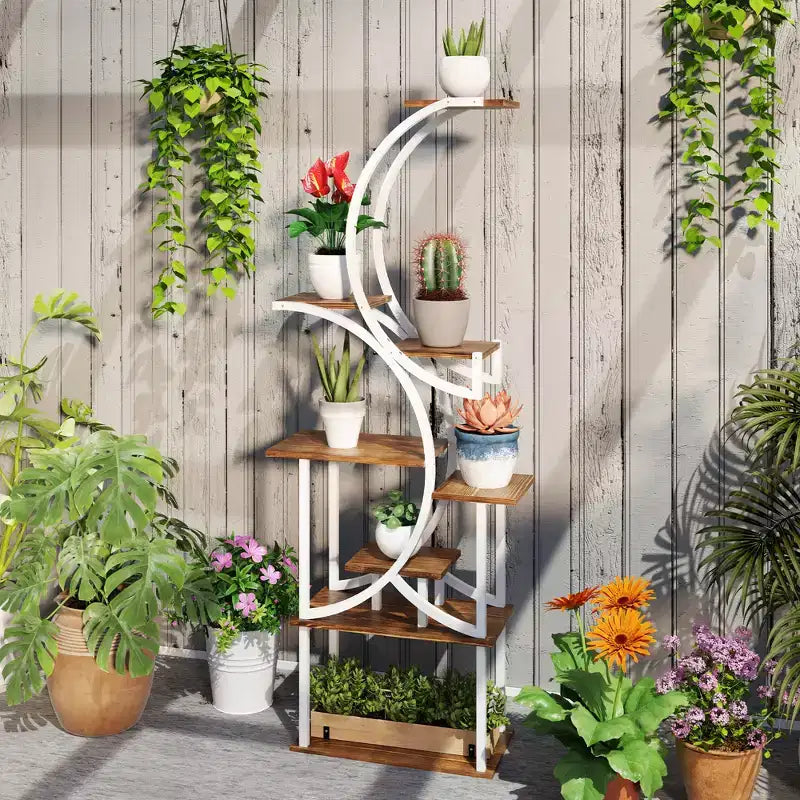 Support à plantes en escalier pour l'intérieur, étagère à plantes en S