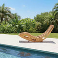 Chaise longue d'extérieur à dossier haut avec assise à lattes