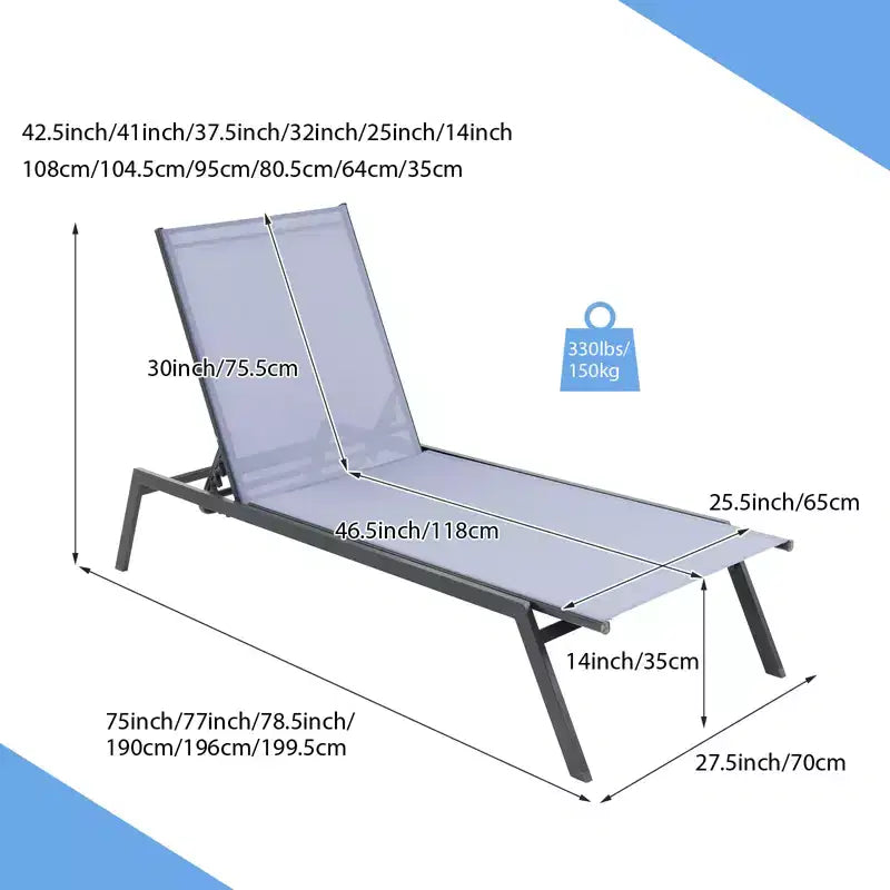 Chaise longue d'extérieur inclinable pour la plage