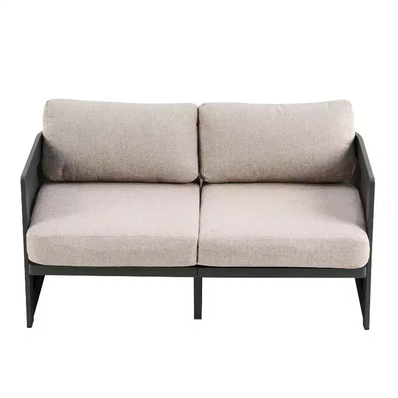 Causeuse moderne de patio en aluminium avec rembourrage en oléfine