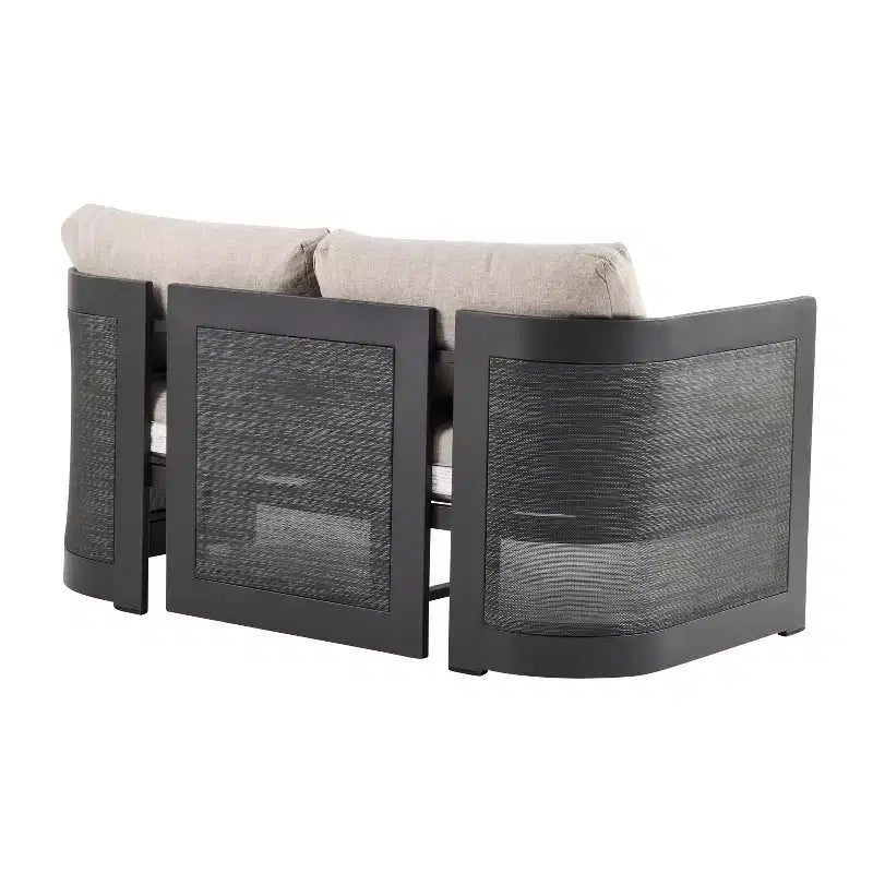 Causeuse moderne de patio en aluminium avec rembourrage en oléfine