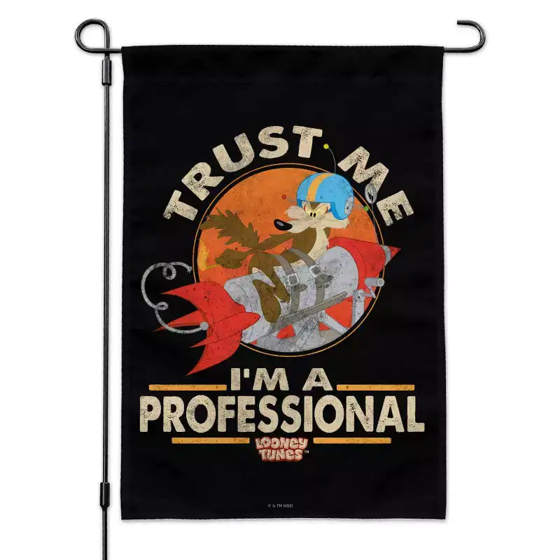 Looney Tunes Wile E Coyote I'm A Professional Garden Yard Flag with Pole Stand Holder