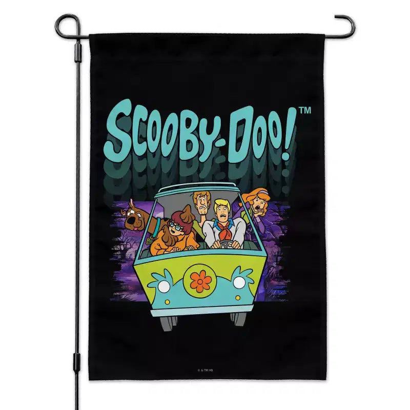 ScoobyDoo Frightened Driving Garden Yard Flag with Pole Stand Holder