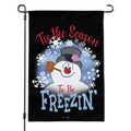 Frosty Season for Freezin' Garden Yard Flag with Pole Stand Holder