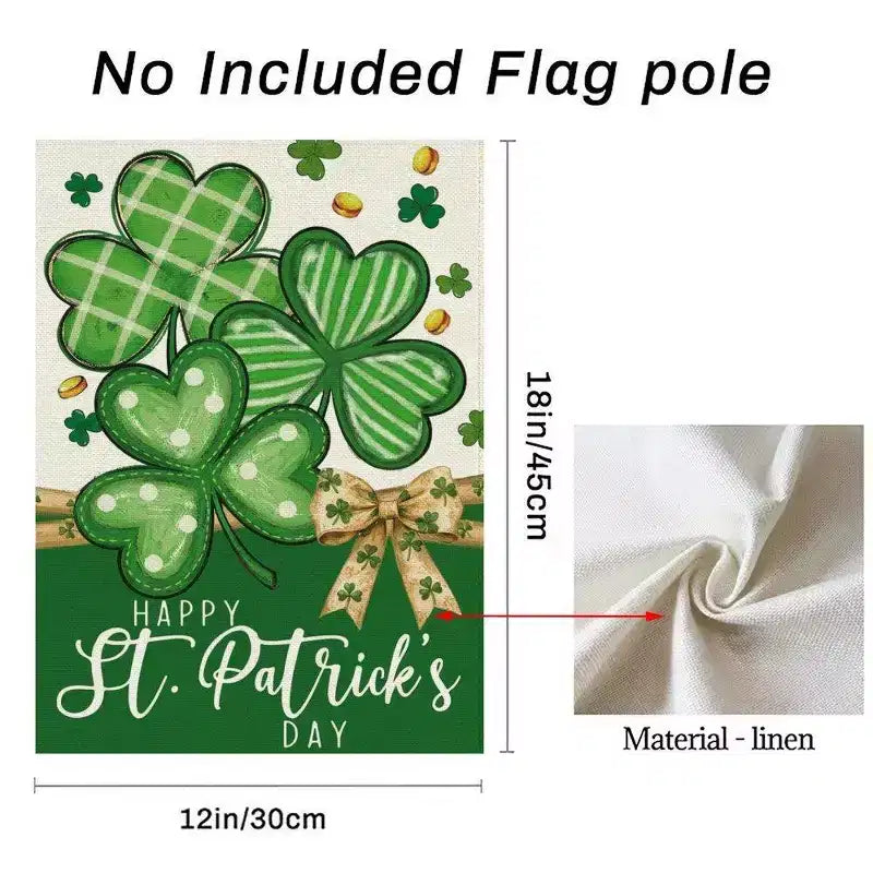 Drapeau de jardin vert trèfle à quatre feuilles drapeau de cour