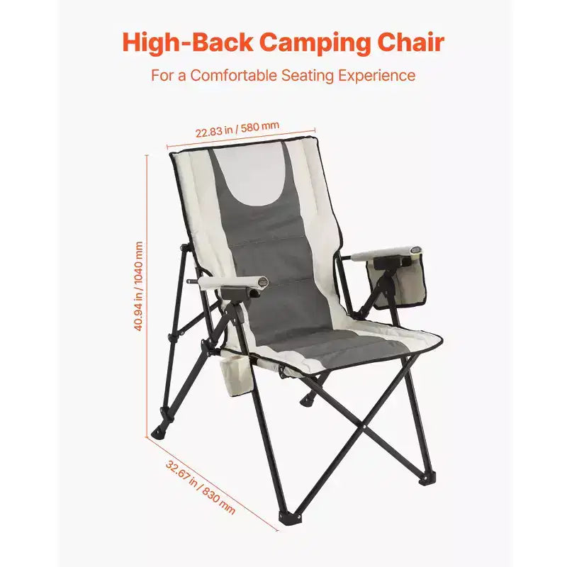 Chaise de camping pliante - Chaise de camping à dossier haut pour l'extérieur