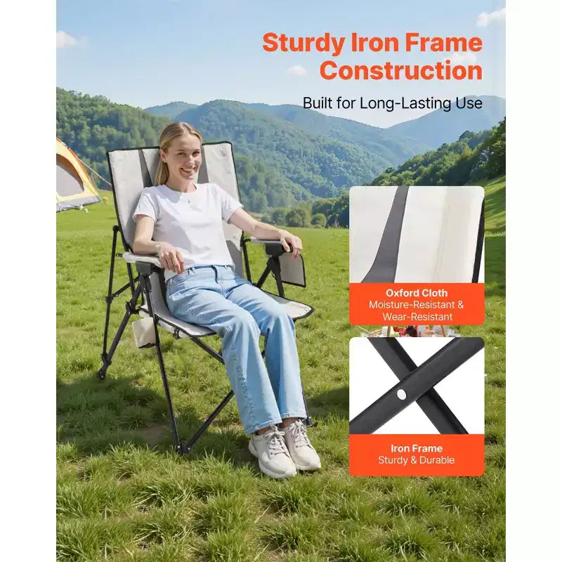 Chaise de camping pliante - Chaise de camping à dossier haut pour l'extérieur