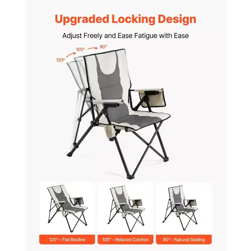 Chaise de camping pliante - Chaise de camping à dossier haut pour l'extérieur