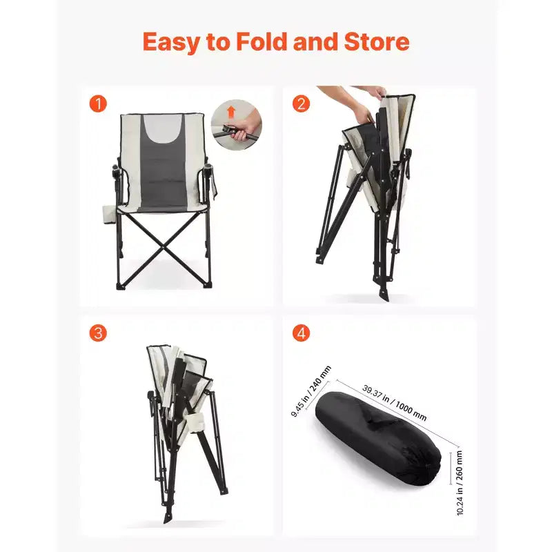 Chaise de camping pliante - Chaise de camping à dossier haut pour l'extérieur