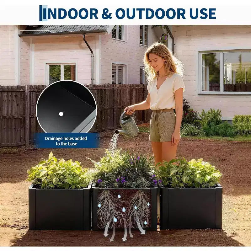 Jardinière en métal surélevée en acier robuste
