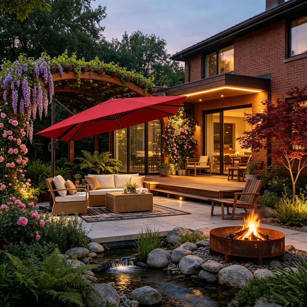 Parasol excentré en porte-à-faux