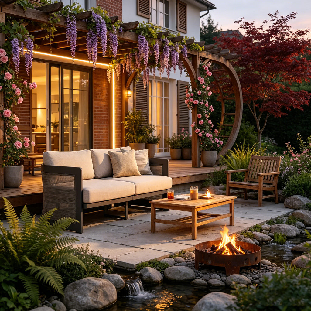 Causeuse moderne de patio en aluminium avec rembourrage en oléfine