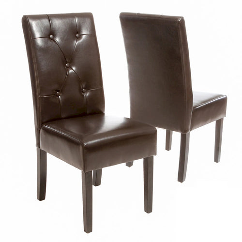 Chaise de salle à manger en cuir reconstitué marron