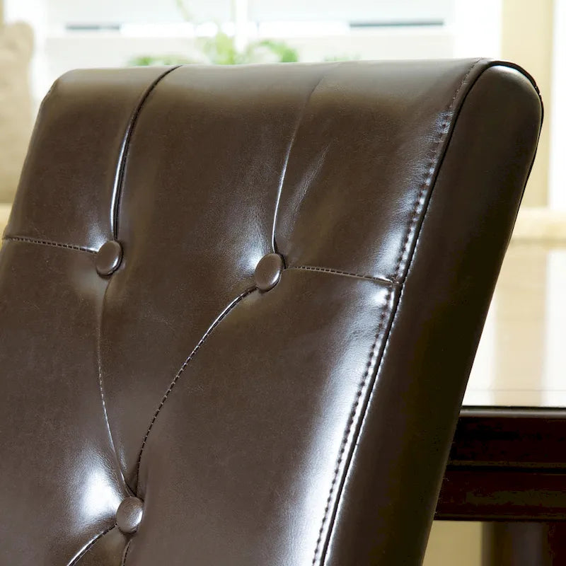 Chaise de salle à manger en cuir reconstitué marron