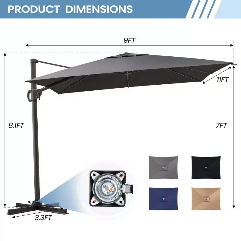 Parasol excentré en porte-à-faux