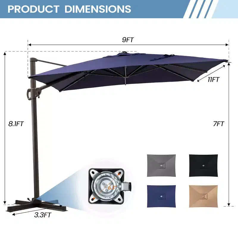 Parasol excentré en porte-à-faux