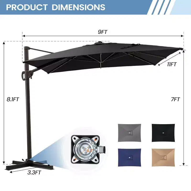 Parasol excentré en porte-à-faux