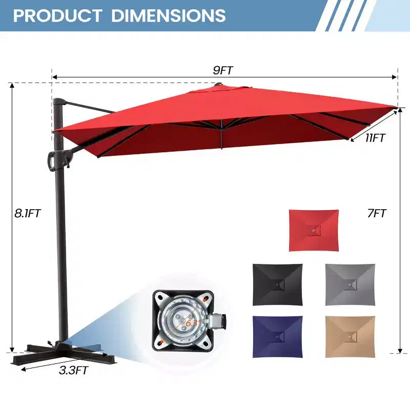 Parasol excentré en porte-à-faux