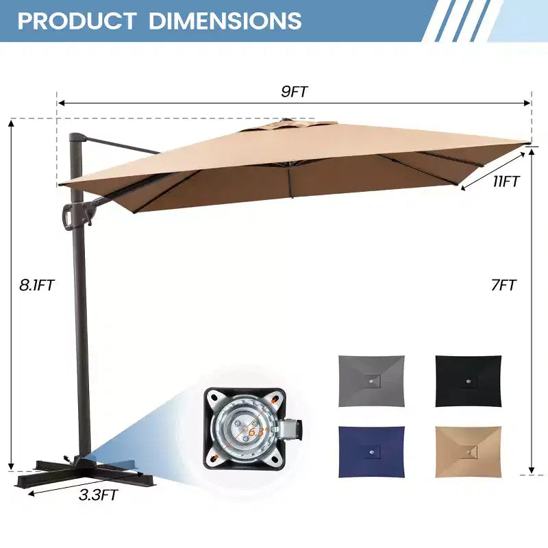 Parasol excentré en porte-à-faux
