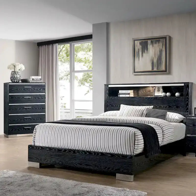 Lit coffre 2 pièces en bois massif contemporain
