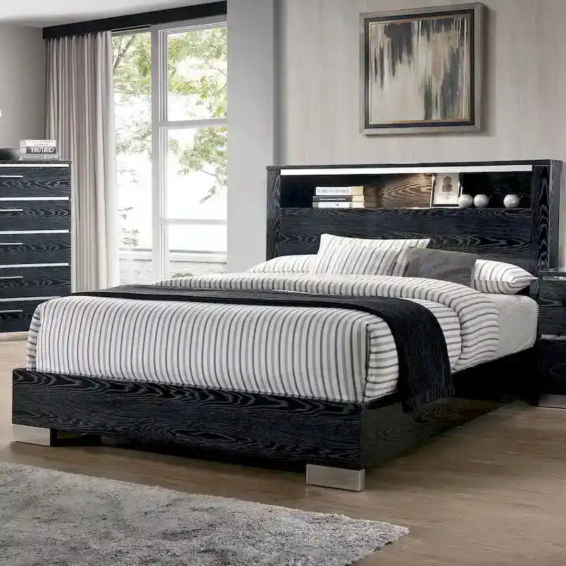 Lit coffre 2 pièces en bois massif contemporain