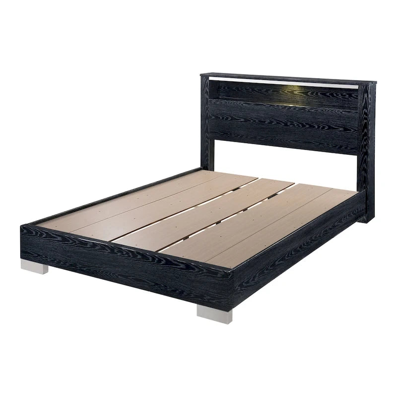 Lit coffre 2 pièces en bois massif contemporain