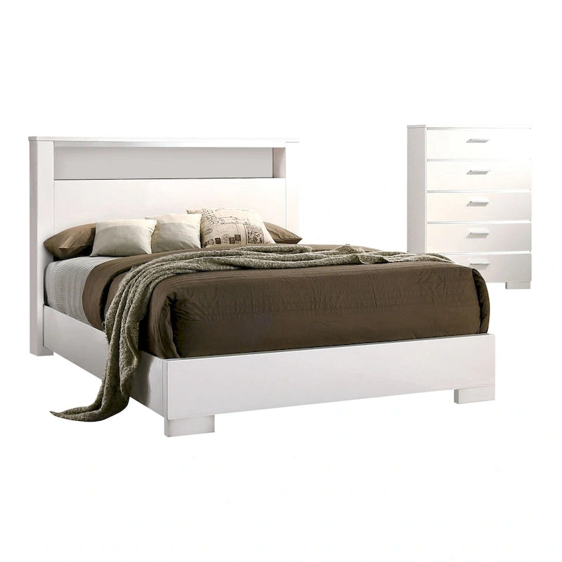 Lit coffre 2 pièces en bois massif contemporain