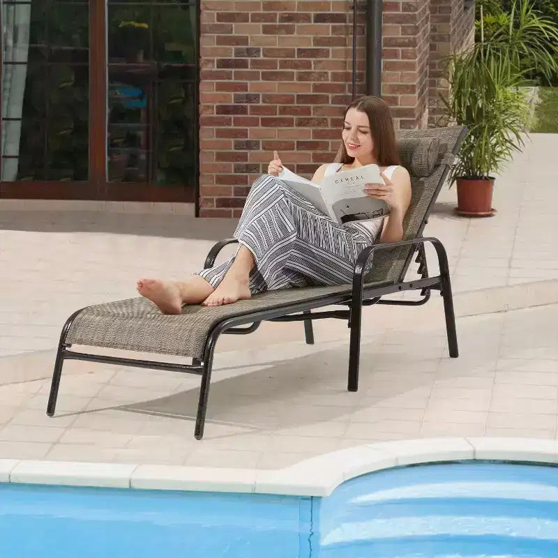 Chaises longues de patio d'extérieur avec dossier réglable
