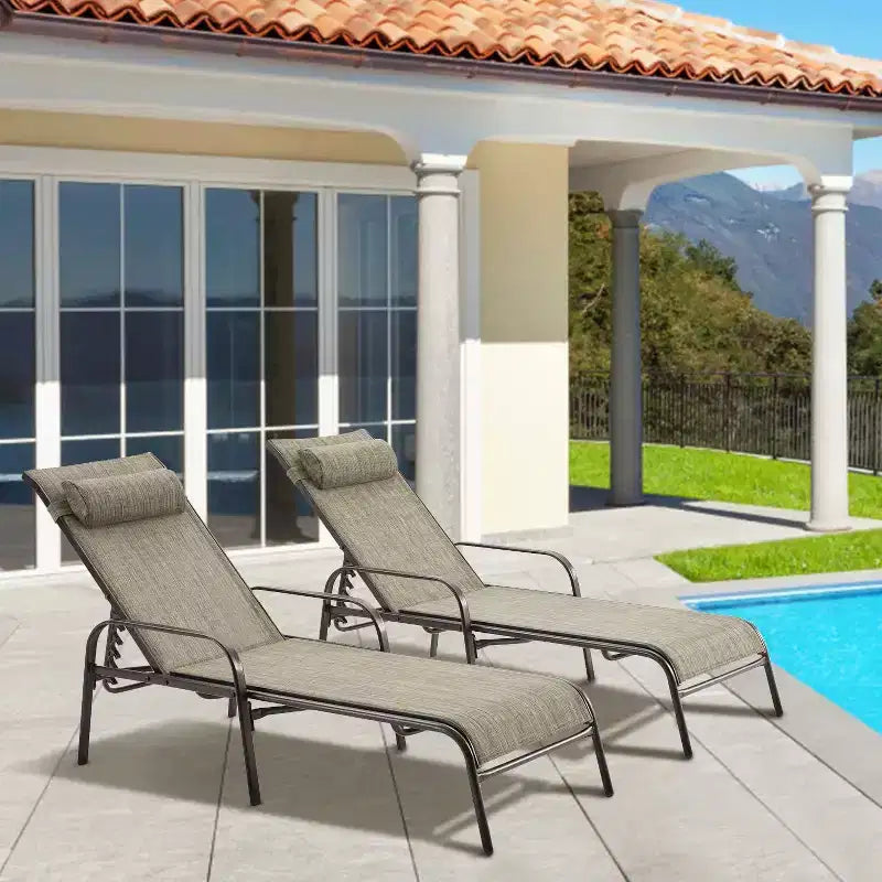Chaises longues de patio d'extérieur avec dossier réglable