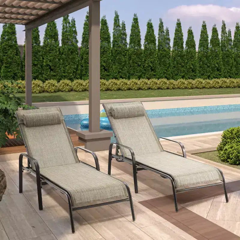 Chaises longues de patio d'extérieur avec dossier réglable