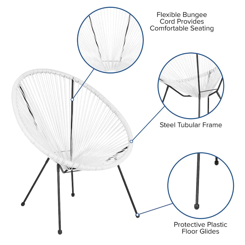 Fauteuil de salon Papasan en rotin/cordon élastique
