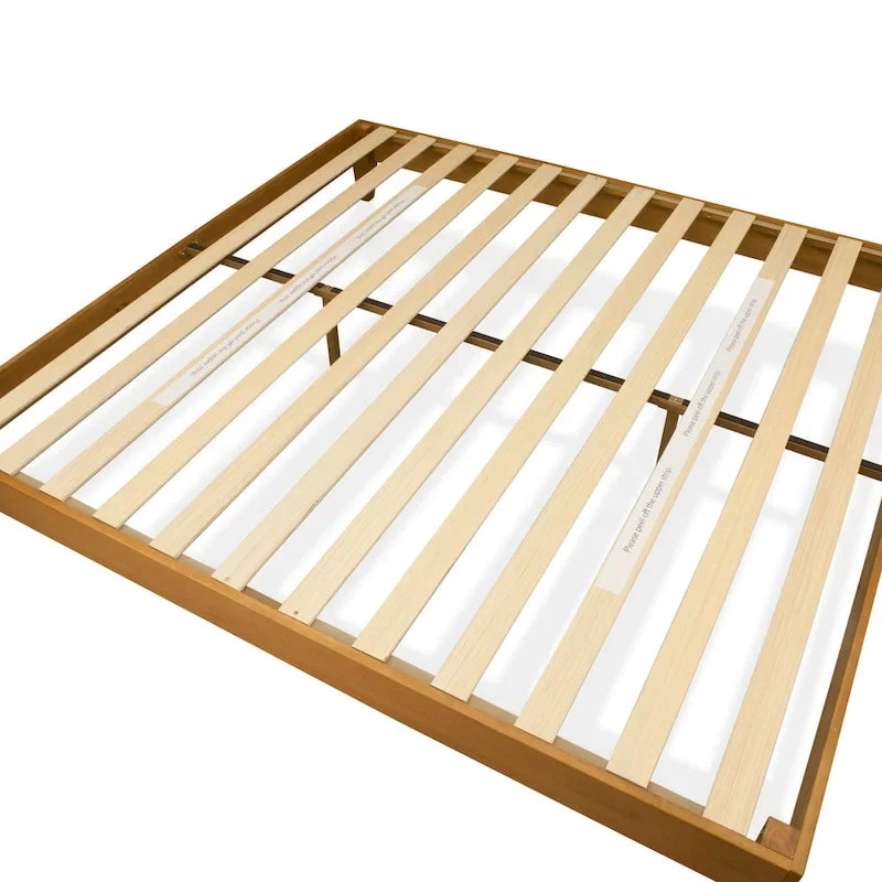 Cadre de lit plateforme King avec 4 pieds en bois massif et 2 pieds centraux supplémentaires