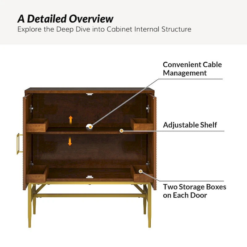 Meuble d'appoint moderne avec portes et étagères réglables