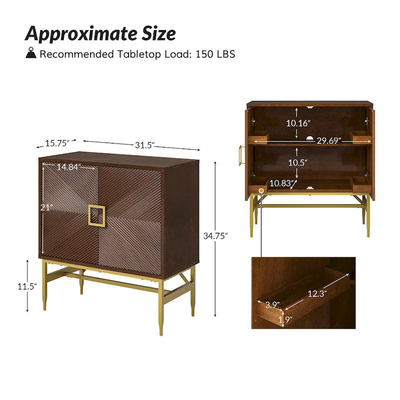 Meuble d'appoint moderne avec portes et étagères réglables
