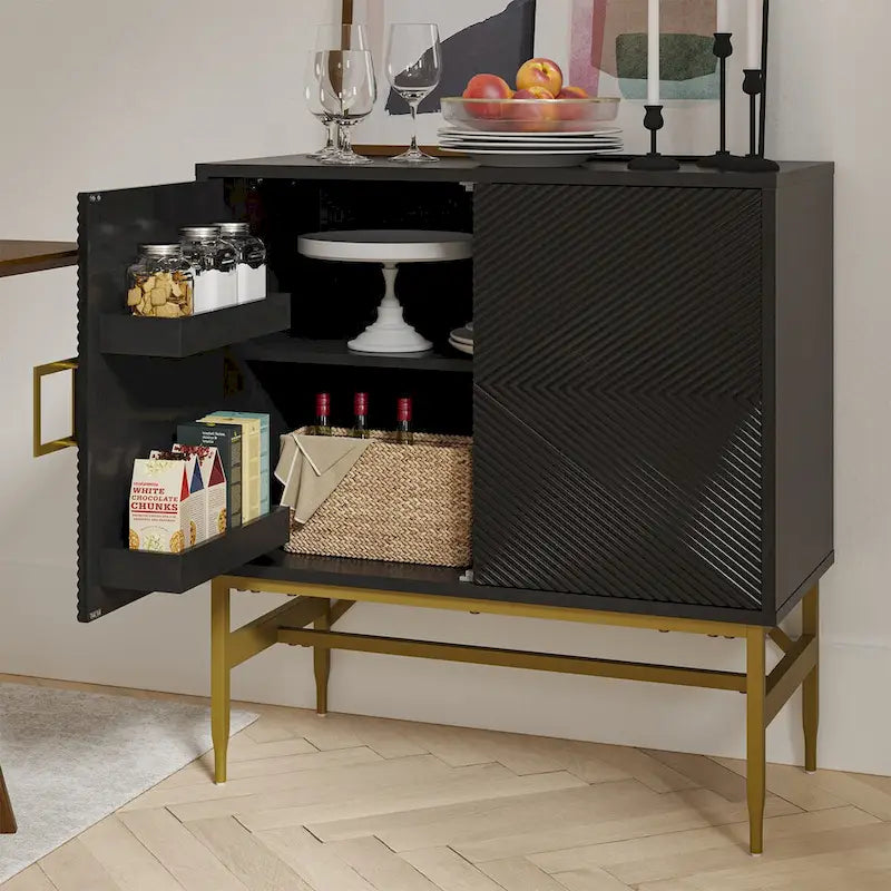 Meuble d'appoint moderne avec portes et étagères réglables