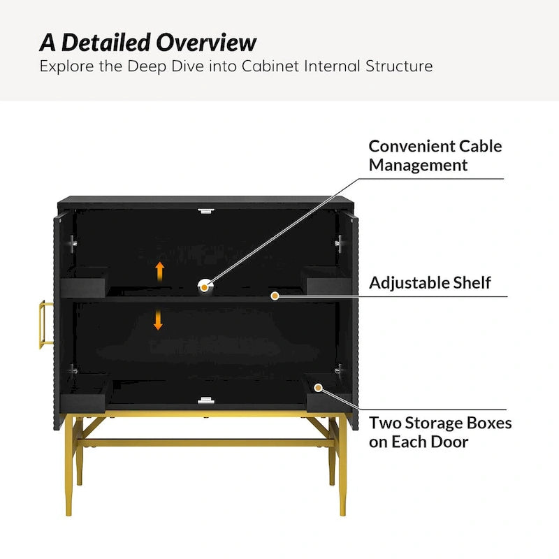 Meuble d'appoint moderne avec portes et étagères réglables