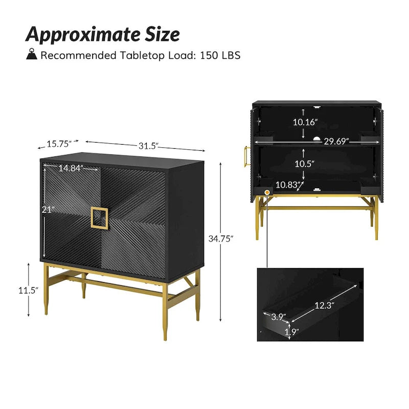 Meuble d'appoint moderne avec portes et étagères réglables