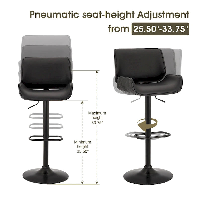 Tabouret de bar pivotant réglable en similicuir Table de pub