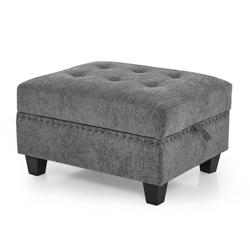 Canapé modulable en L en chenille grise