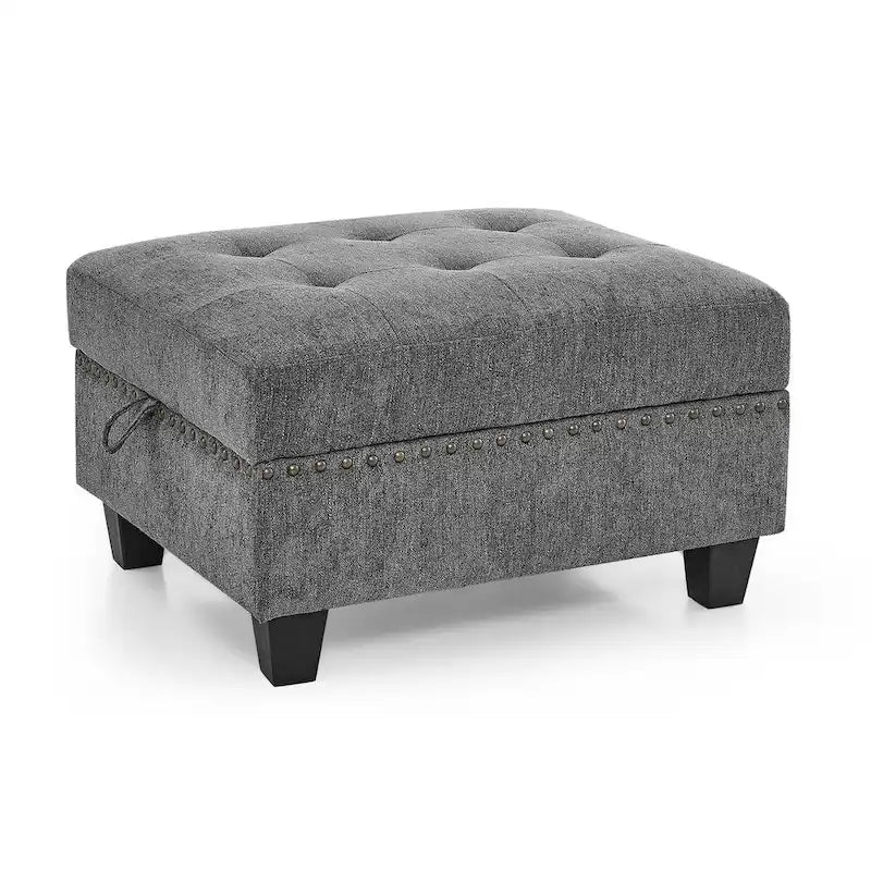 Canapé modulable en L en chenille grise