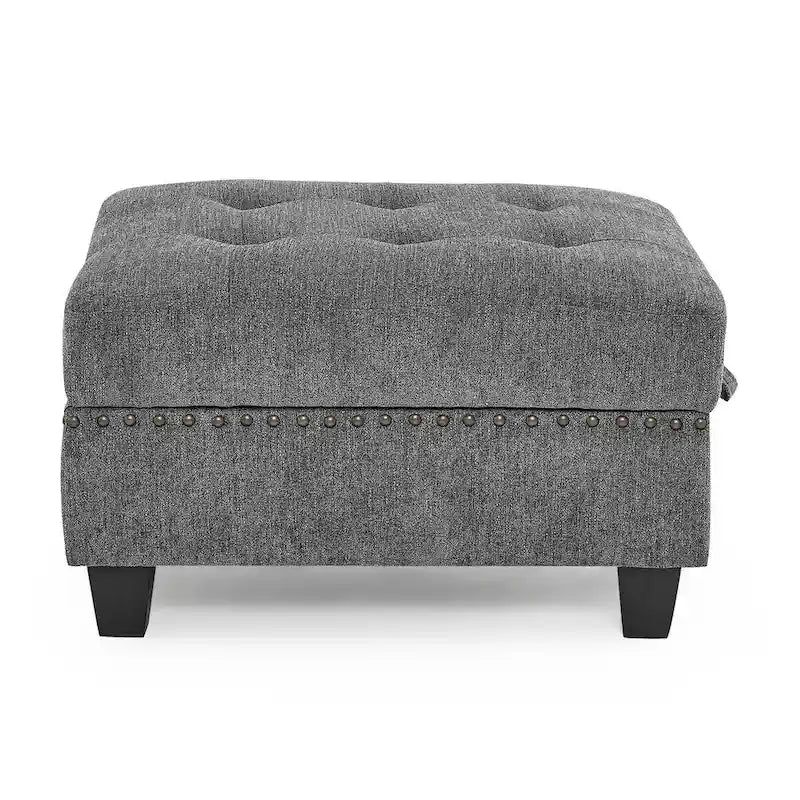 Canapé modulable en L en chenille grise