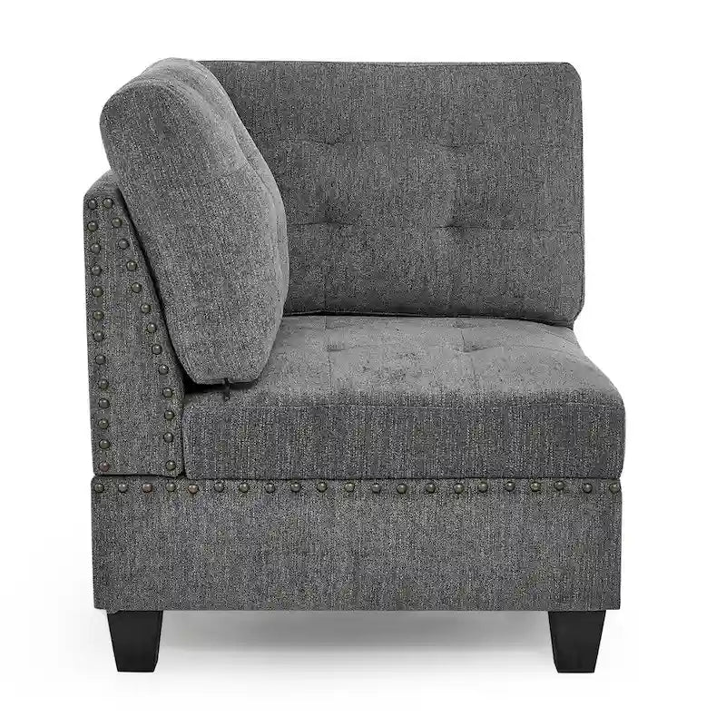Canapé modulable en L en chenille grise