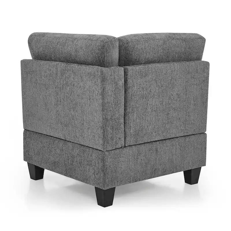 Canapé modulable en L en chenille grise