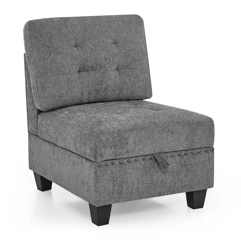 Canapé modulable en L en chenille grise